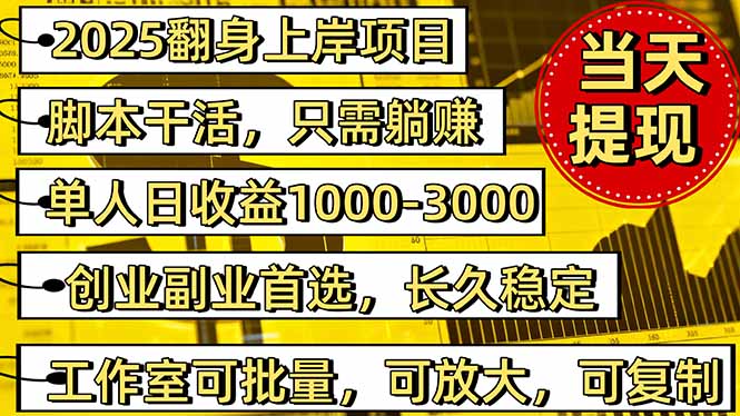 稳定八年美金掘金2.0脚本干活，只需躺赚。单人日收益1000-3000可批量、...-繁茂科技