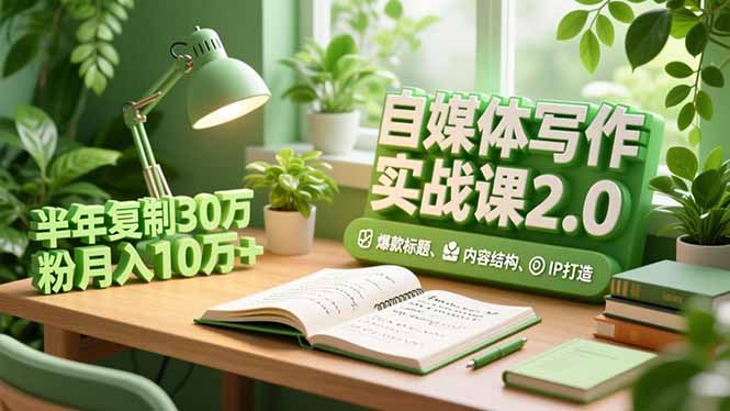 自媒体写作实战课2.0，爆款标题、内容结构、IP打造，半年复制30万粉月入10万+-繁茂科技