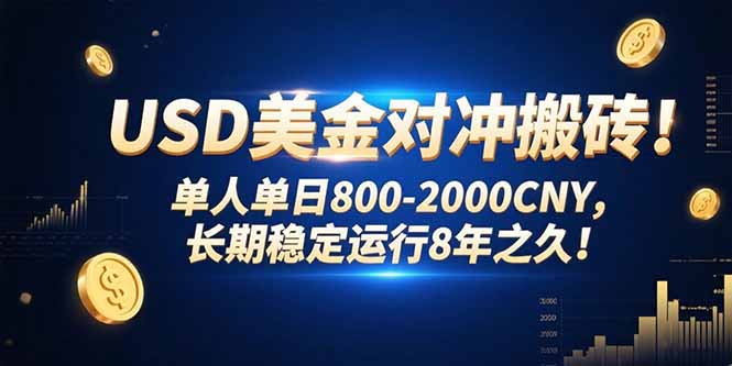 USD美金对冲搬砖!单人单日800-2000CNY，长期稳定运行8年之久!-繁茂科技